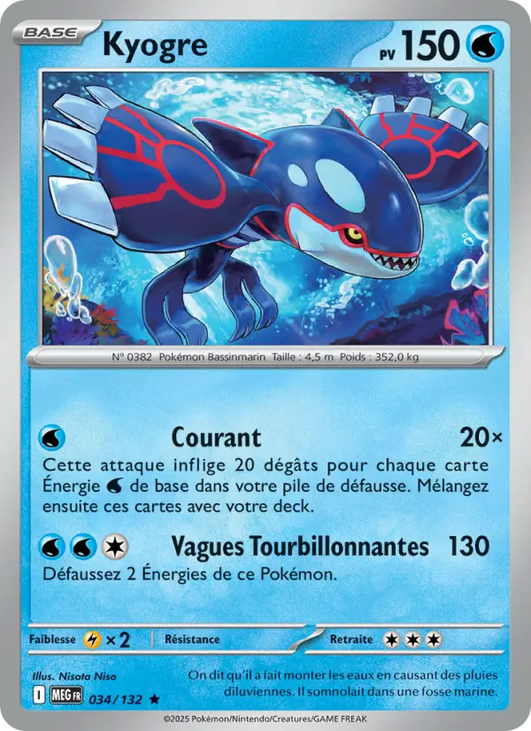 Carte Kyogre 034/132 - Méga-Évolution
